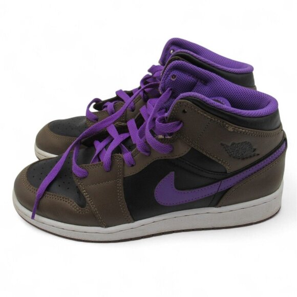 Air Jordan 1 Mid GS Sneakers Brown/Black/Purple DQ8423-215 Youth 7Y - Picture 8 of 10